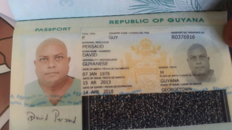 Dataram was using Guyana passport with false name that was issued in 2013