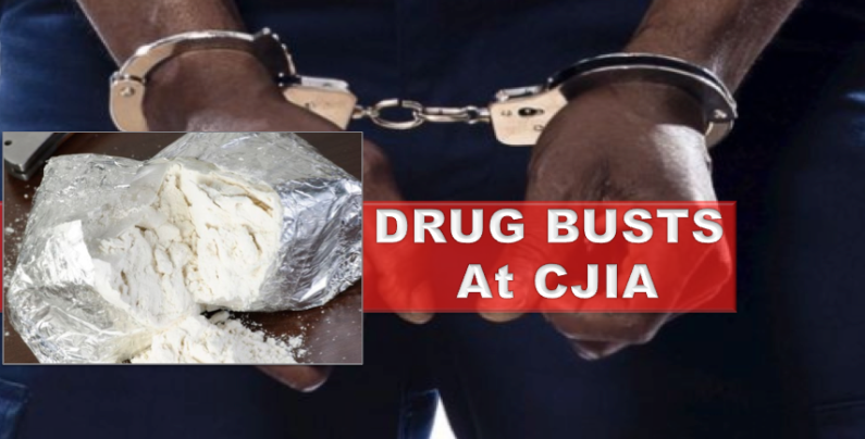 Two men busted in separate cocaine busts at Cheddi Jagan Airport