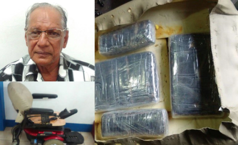 Elderly Guyanese man remanded to jail in Grenada for cocaine in motorized wheelchair