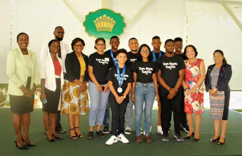 Award-winning Stem Guyana Team celebrated at State House