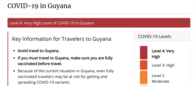 US-CDC warns Americans against travel to Guyana; Encourages full vaccination if travel is necessary