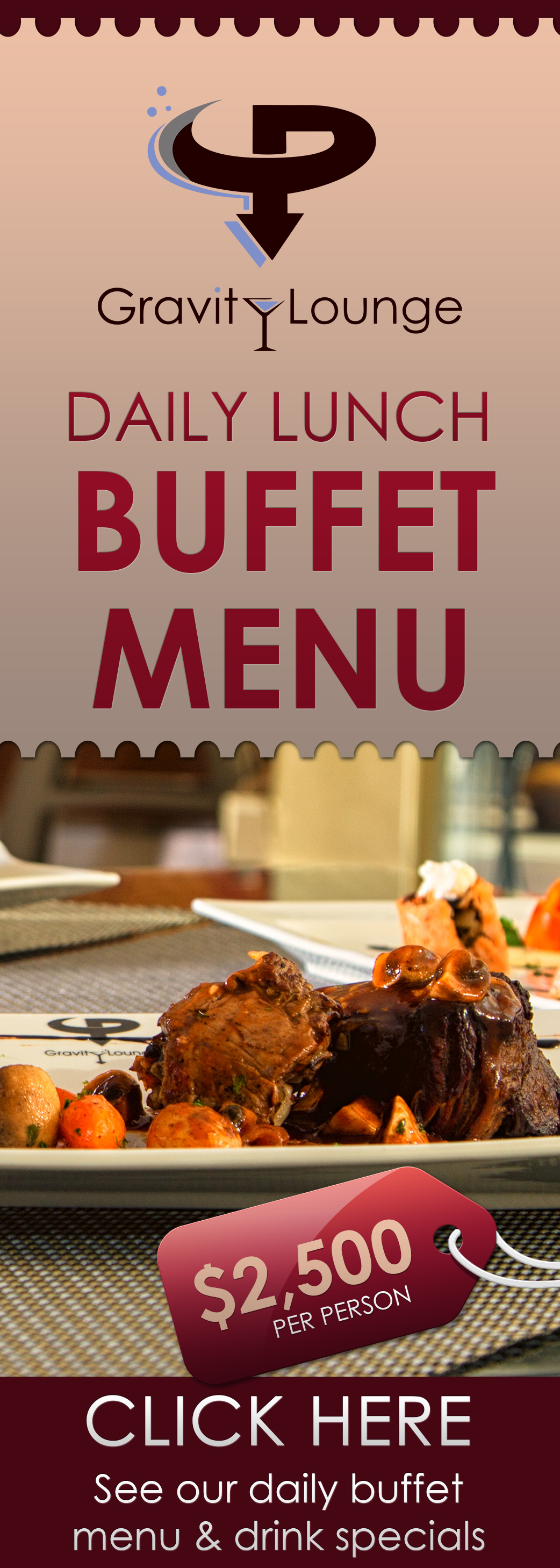 Gravity Lounge – Buffet Menu 250x700pixels