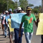 Transferred Rose Hall sugar workers protest over “harsh” working conditions at Albion