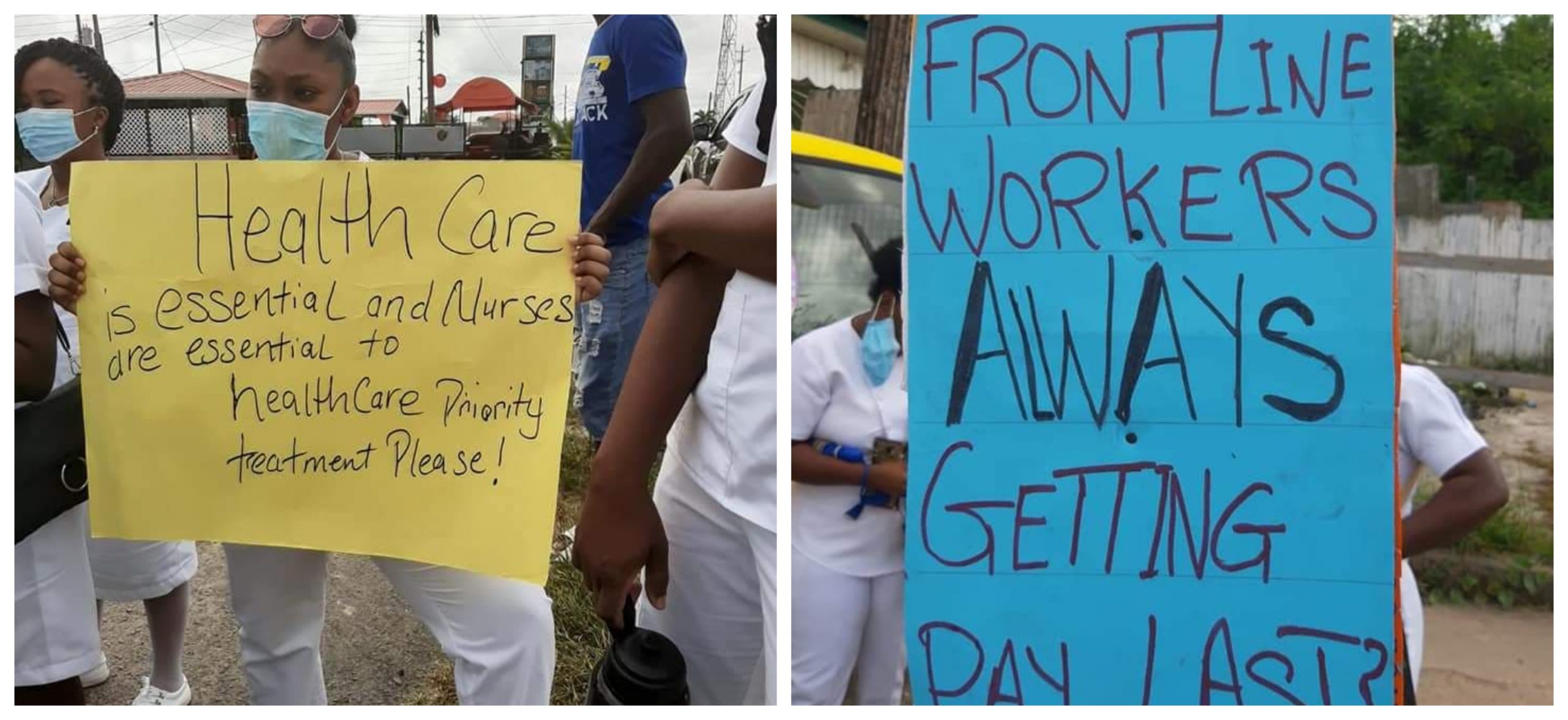 Linden nurses protest over late salaries - News Source Guyana