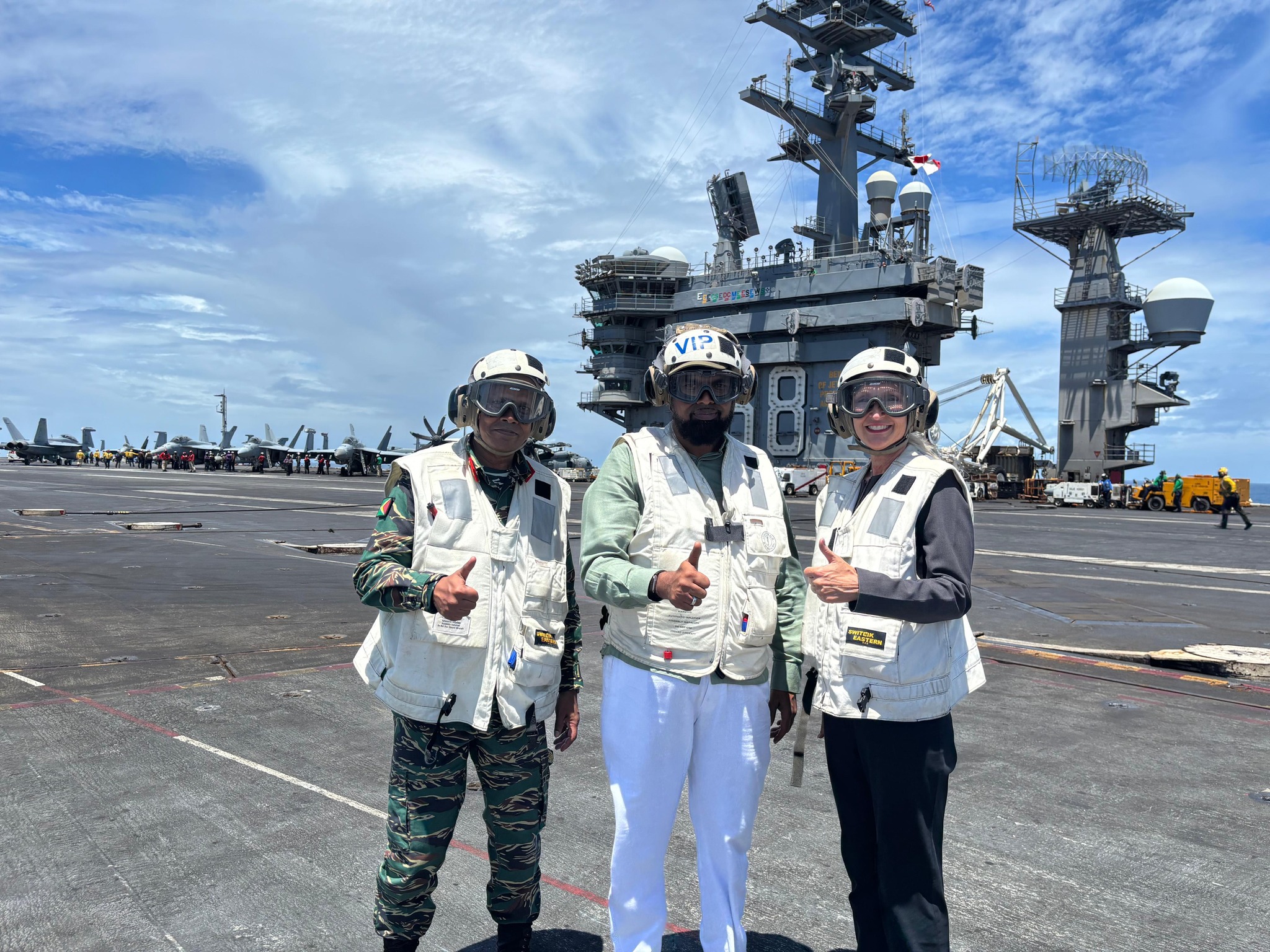 President Ali and Government and national security team visit US Navy aircraft carrier