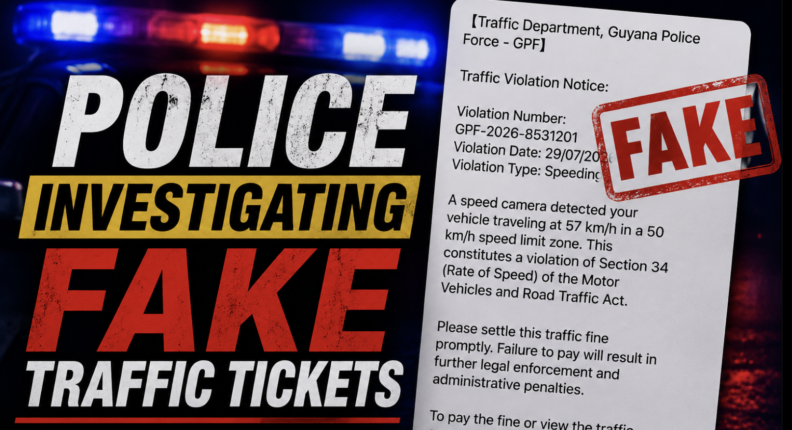 Police Force warns over fake traffic ticket message scam